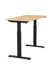 Side view of the SitonIt Switchback Height Adjustable Sit-to-Stand Desk. It has a Black base with a 24"D x 48"W Maple top - Kansas City Office Furniture