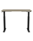 Front view of the SitonIt Switchback Height Adjustable Sit-to-Stand Desk. It has a Black base with a 24"D x 48"W Sandalwood top - Kansas City Office Furniture