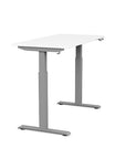 Side view of the SitonIt Switchback Height Adjustable Sit-to-Stand Desk. It has a Silver base with a 24"D x 48"W White top - Kansas City Office Furniture