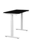 Side view of the SitonIt Switchback Height Adjustable Sit-to-Stand Desk. It has a White base with a 24"D x 48"W Black top - Kansas City Office Furniture