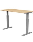 Back view of the SitonIt Switchback Height Adjustable Sit-to-Stand Desk. It has a Silver base with a 27"D x 54"W Maple top - Kansas City Office Furniture