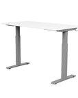 Back view of the SitonIt Switchback Height Adjustable Sit-to-Stand Desk. It has a Silver base with a 27"D x 54"W White top - Kansas City Office Furniture