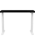 Front view of the SitonIt Switchback Height Adjustable Sit-to-Stand Desk. It has a White base with a 27"D x 54"W Black top - Kansas City Office Furniture