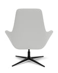 Back View of the Modern Via Astro Lounge chair with a Origin Alloy gray cushioned seat and backrest, black base, on a white background, Kansas City Office Design.