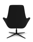Back View of the Modern Via Astro Lounge chair with a Whisper Black cushioned seat and backrest, black base, on a white background, Kansas City Office Design.