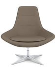 Front View of the Modern Via Astro Lounge chair with a Whisper Antelope cushioned seat and backrest, Silver base, on a white background, Kansas City Office Design.
