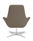Back View of the Modern Via Astro Lounge chair with a Whisper Antelope cushioned seat and backrest, Silver base, on a white background, Kansas City Office Design.