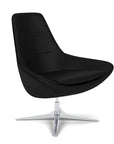 Side View of the Modern Via Astro Lounge chair with a Whisper Antelope cushioned seat and backrest, Silver base, on a white background, Kansas City Office Design.