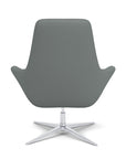 Back View of the Modern Via Astro Lounge chair with a Whisper Pewter cushioned seat and backrest, Silver base, on a white background, Kansas City Office Design.