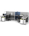 AIS Divi Panel Workstations, corporate cubicle system. Back to back L desk setup with mobile storage pedestals. Kansas City office furniture.