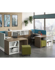 AIS Divi Panel two person Workstations, back to back corporate cubicle system. City view office with natural light. Kansas City office furniture