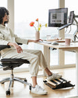 Humanscale eFloat Go 2.0 Sit-Stand Desk with bamboo top and white base – Kansas City Office Design