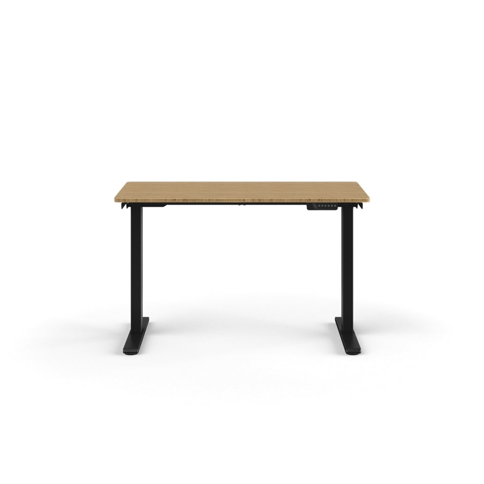 Humanscale eFloat Go 2.0 Sit-Stand Desk with bamboo top and black base – Kansas City Office Design