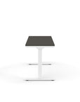 Side view of the Humanscale eFloat Go 2.0 Sit-Stand Desk with grey top and white base – Kansas City Office Design