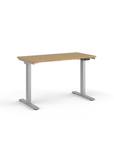 Side view of the Humanscale eFloat Go 2.0 Sit-Stand Desk with bamboo top and white base – Kansas City Office Design
