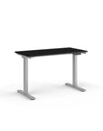 Side view of the Humanscale eFloat Go 2.0 Sit-Stand Desk with black top and silver base – Kansas City Office Design