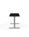 Side view of the Humanscale eFloat Go 2.0 Sit-Stand Desk with black top and silver base – Kansas City Office Design