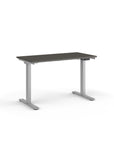 Side view of the Humanscale eFloat Go 2.0 Sit-Stand Desk with grey top and silver base – Kansas City Office Design