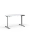 Side view of the Humanscale eFloat Go 2.0 Sit-Stand Desk with white top and silver base – Kansas City Office Design