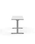Side view of the Humanscale eFloat Go 2.0 Sit-Stand Desk with white top and silver base – Kansas City Office Design
