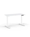 Side view of the Humanscale eFloat Go 2.0 Sit-Stand Desk with white top and white base – Kansas City Office Design