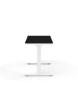 Side view of the Humanscale eFloat Go 2.0 Sit-Stand Desk with black top and white base – Kansas City Office Design