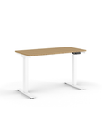 Side view of the Humanscale eFloat Go 2.0 Sit-Stand Desk with bamboo top and white base – Kansas City Office Design