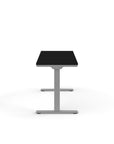 Side view of the Humanscale eFloat Go 2.0 Sit-Stand Desk with black top and silver base – Kansas City Office Design