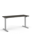 Side view of the Humanscale eFloat Go 2.0 Sit-Stand Desk with grey top and silver base – Kansas City Office Design