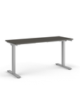 Side view of the Humanscale eFloat Go 2.0 Sit-Stand Desk with grey top and silver base – Kansas City Office Design