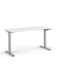 Side view of the Humanscale eFloat Go 2.0 Sit-Stand Desk with white top and silver base – Kansas City Office Design