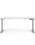 Side view of the Humanscale eFloat Go 2.0 Sit-Stand Desk with white top and silver base – Kansas City Office Design