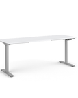 Side view of the Humanscale eFloat Go 2.0 Sit-Stand Desk with white top and silver base – Kansas City Office Design