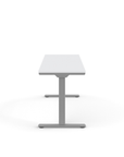 Side view of the Humanscale eFloat Go 2.0 Sit-Stand Desk with white top and silver base – Kansas City Office Design
