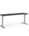 Side view of the Humanscale eFloat Go 2.0 Sit-Stand Desk with grey top and silver base – Kansas City Office Design