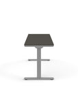 Side view of the Humanscale eFloat Go 2.0 Sit-Stand Desk with grey top and silver base – Kansas City Office Design