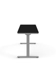 Side view of the Humanscale eFloat Go 2.0 Sit-Stand Desk with black top and silver base – Kansas City Office Design