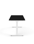 Side view of the Humanscale eFloat Go 2.0 Sit-Stand Desk with black top and white base – Kansas City Office Design