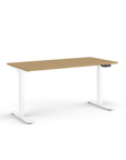 Side view of the Humanscale eFloat Go 2.0 Sit-Stand Desk with bamboo top and white base – Kansas City Office Design