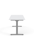 Side view of the Humanscale eFloat Go 2.0 Sit-Stand Desk with white top and silver base – Kansas City Office Design