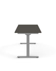 Side view of the Humanscale eFloat Go 2.0 Sit-Stand Desk with grey top and silver base – Kansas City Office Design