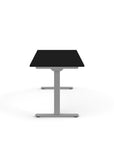 Side view of the Humanscale eFloat Go 2.0 Sit-Stand Desk with black top and silver base – Kansas City Office Design