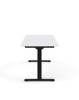 Side view of the Humanscale eFloat Go 2.0 Sit-Stand Desk with white top and black base – Kansas City Office Design