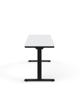 Side view of the Humanscale eFloat Go 2.0 Sit-Stand Desk with white top and black base – Kansas City Office Design
