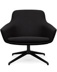 Front view of the Gobi Mid-Back Modern Lounge Chair with Black Metal Legs in Black Fabric. Kansas City Office Furniture