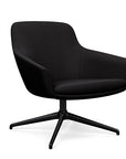 Angled view of the Gobi Mid-Back Modern Lounge Chair with Black Metal Legs in Black Fabric. Kansas City Office Furniture