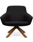 Front view of the Gobi Mid-Back Modern Lounge Chair with Uptown Stained Wood Legs in Black Fabric. Kansas City Office Furniture
