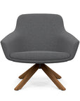 Front view of the Gobi Mid-Back Modern Lounge Chair with Uptown Stained Wood Legs in Gray Fabric. Kansas City Office Furniture