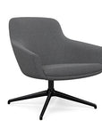 Angled view of the Gobi Mid-Back Modern Lounge Chair with Black Metal Legs in Gray Fabric. Kansas City Office Furniture