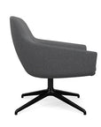 Side view of the Gobi Mid-Back Modern Lounge Chair with Black Metal Legs in Gray Fabric. Kansas City Office Furniture